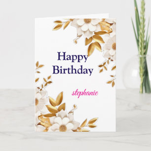Personalised Bright Coloured Pink Roses Birthday Holiday Card
