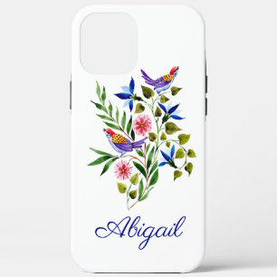 Personalised Bright Colourful Birds and Flowers  iPhone 12 Pro Max Case