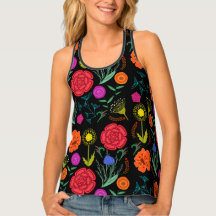 Personalised Bright Colourful Flowers on Black