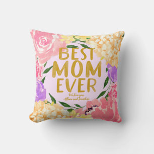 Personalised Bright Floral Best Mum Ever Mother's Cushion