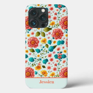 Personalised Bright Floral Pattern iPhone 13 Pro Case