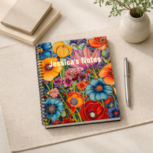Personalised Bright Floral with Name Notebook