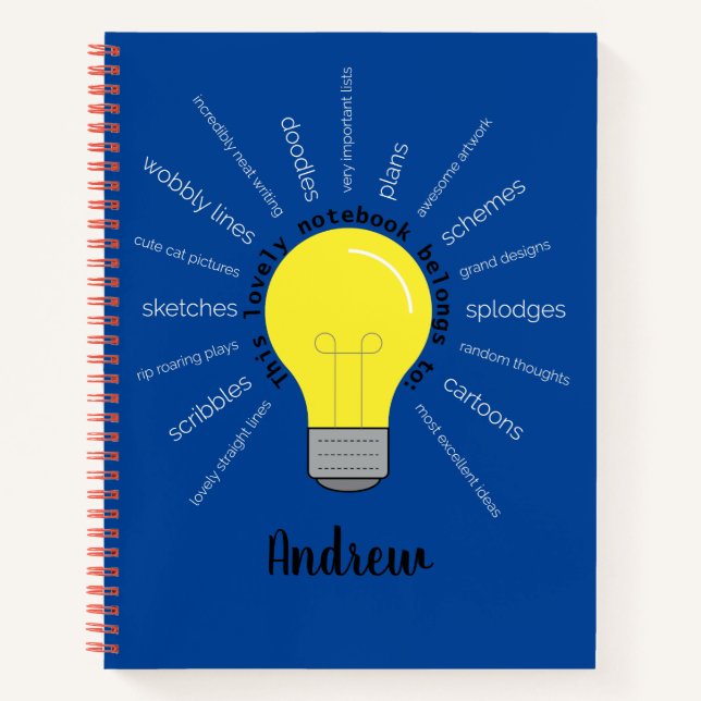 Personalised Bright Ideas Spiral Bound Notebook (Front)