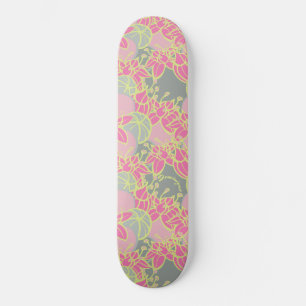 Personalised Bright Modern Bud & Flower Pattern Skateboard