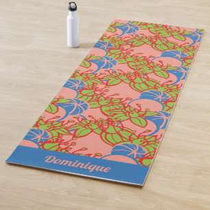 Personalised Bright Modern Bud & Flower Pattern Yoga Mat