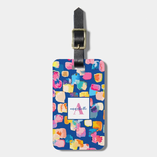 Personalised Bright Painted Abstract Name Luggage  Luggage Tag (Front Vertical)