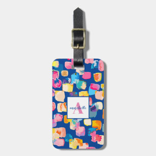 Personalised Bright Painted Abstract Name Luggage  Tag
