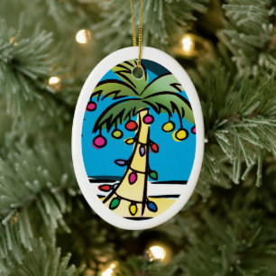 Personalised Bright Palm Tree Christmas Ornament
