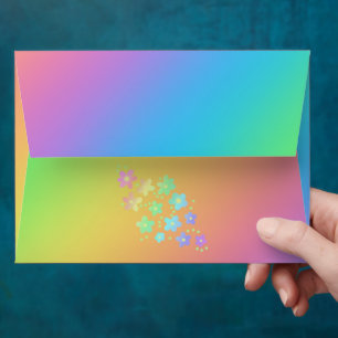 Personalised Bright Rainbow with Flowers Envelopes