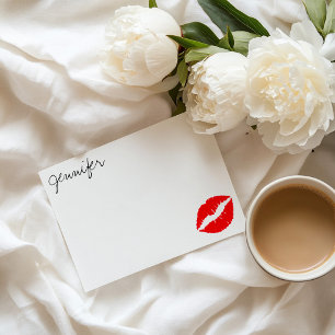 Personalised Bright Red Glam Lipstick Kiss Card