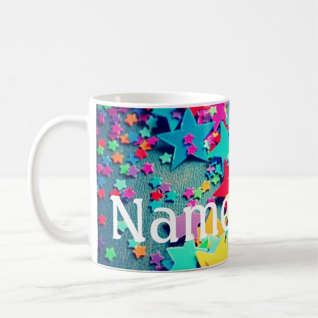Personalised Bright Stars Confetti Coffee Mug Cup (Left)