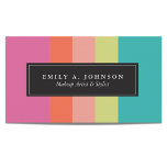 Personalised | Bright Stripes Business Card<br><div class="desc">Bright pink,  orange,  peach,  green and teal striped design by Shelby Allison.</div>