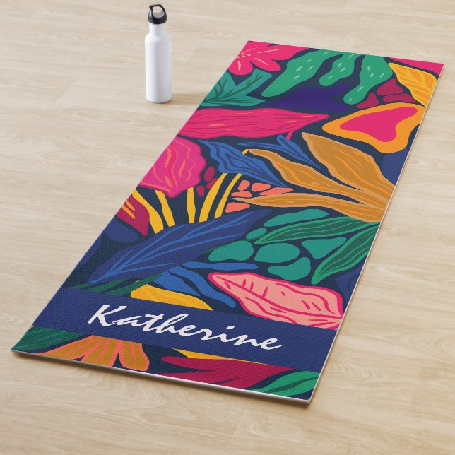 Personalised bright tropical colourful floral  yoga mat (In Situ)