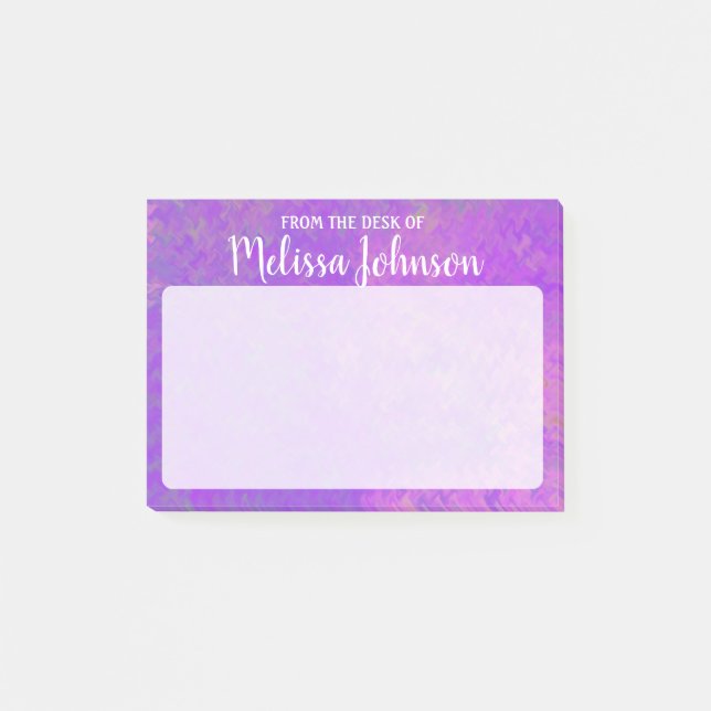 Personalised Bright Violet Marbled Art Post-it Notes (Front)