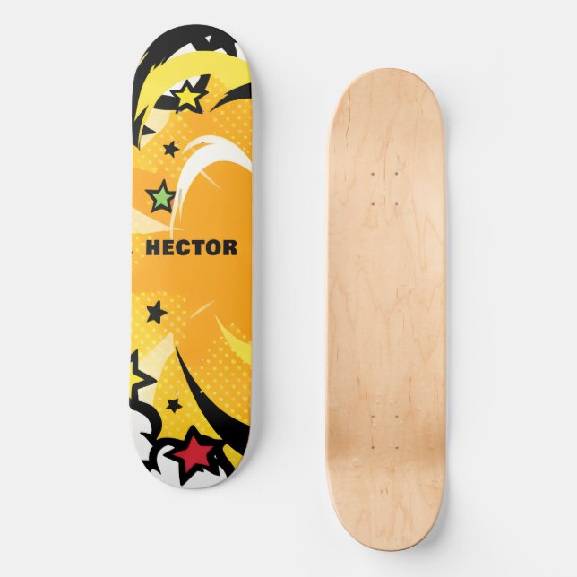 Personalised Bright Vivid Colours Pop Culture Vibe Skateboard (Front)