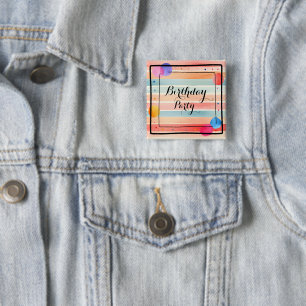 Personalised Bright Watercolor Colourful Stripe 15 Cm Square Badge