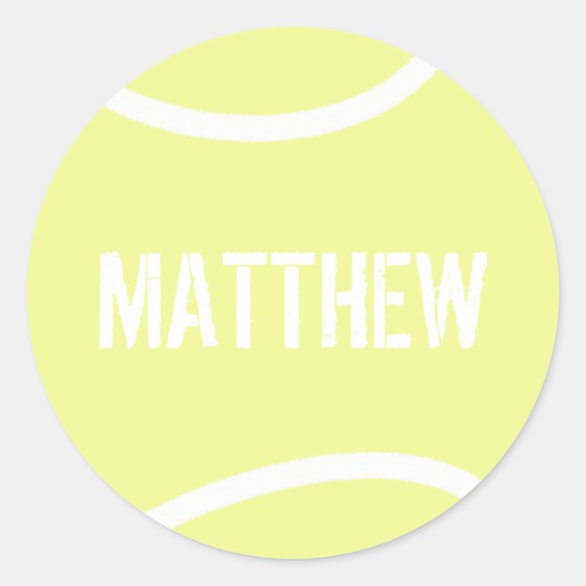 Personalised Bright Yellow Tennis Ball Classic Round Sticker (Front)