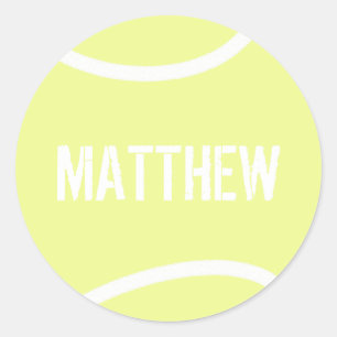 Personalised Bright Yellow Tennis Ball Classic Round Sticker