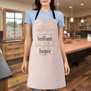 Personalised Brilliant Beautiful Brave Blush Pink  Apron