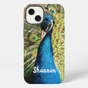 Personalised Brilliant Blue Peacock iPhone 13 Case
