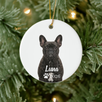 Personalised Brindle Bulldog Dog Photo Ornament