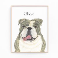 Personalised Brindle English Bulldog Art