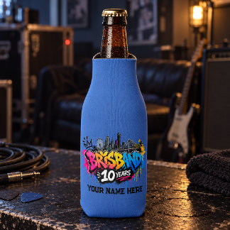 Personalised Brisbane 10 years Bottle Cooler