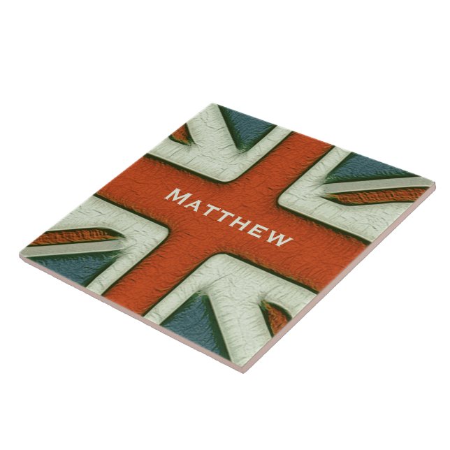 Personalised British Flag Tile (Side)