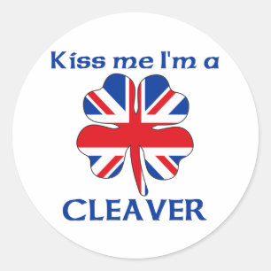 Personalised British Kiss Me I'm Cleaver Classic Round Sticker