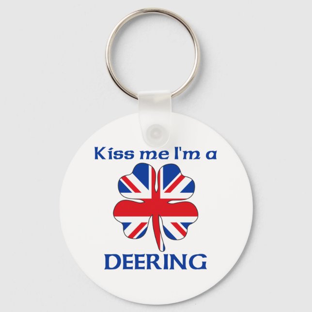 Personalised British Kiss Me I'm Deering Key Ring (Front)