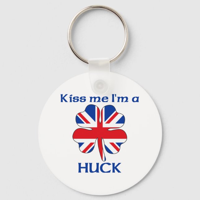Personalised British Kiss Me I'm Huck Key Ring (Front)