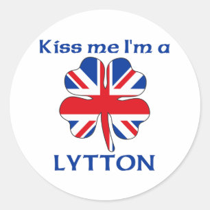 Personalised British Kiss Me I'm Lytton Classic Round Sticker