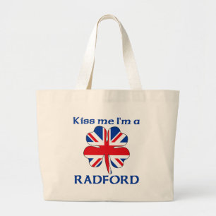 Personalised British Kiss Me I'm Radford Large Tote Bag