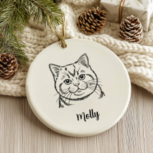 Personalised British Shorthair Cat Christmas Ceramic Tree Decoration