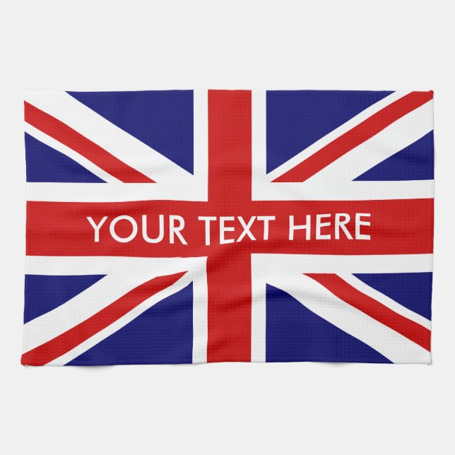 Personalised British Union Jack flag kitchen towel (Horizontal)