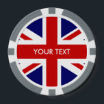 Personalised British Union Jack flag poker chips<br><div class="desc">Personalised British Union Jack flag poker chips for card games,  as wedding tokens and more. Fun gambling accessory for poker nights. Also nice as favours or souvenirs for Las Vegas style wedding party. England UK United Kingdom GB Great Britain.</div>