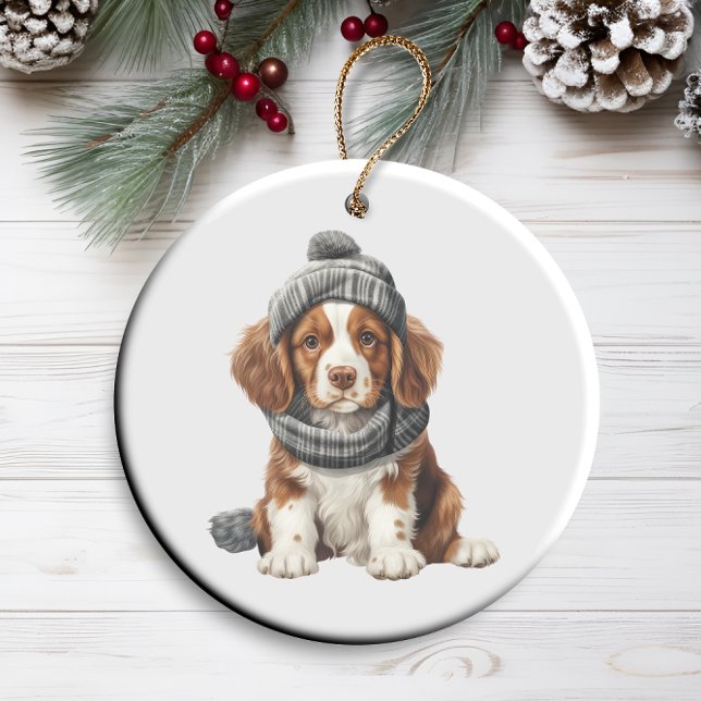 Personalised Brittany Spaniel Dog Art Ceramic Tree Decoration (Creator Uploaded)