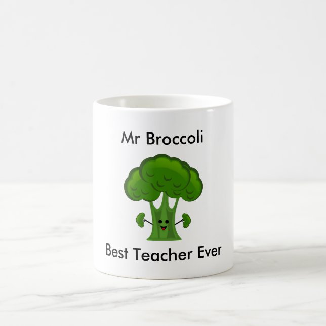 Personalised, Broccoli, Best Teacher Ever Coffee Mug (Center)