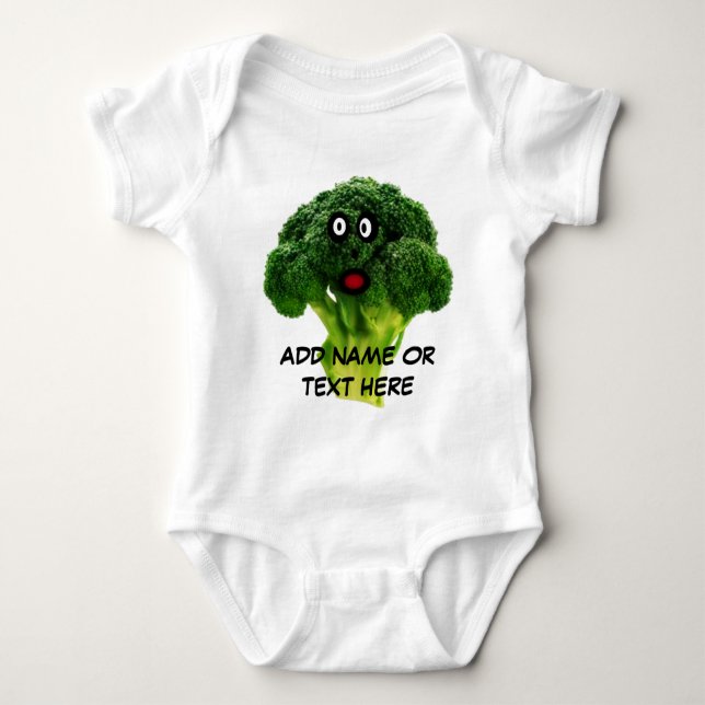Personalised Broccoli Cartoon Baby Bodysuit (Front)