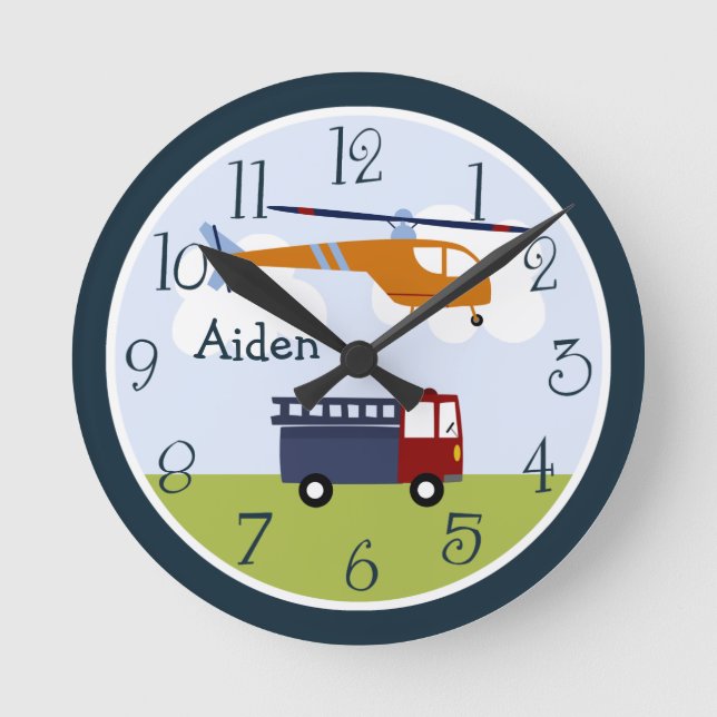 Personalised Brody Transportation Kids Clock (Front)
