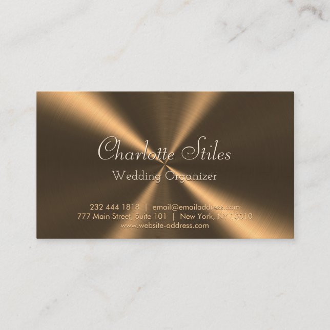 Personalised Bronze Metallic Radial Texture Business Card (Front)