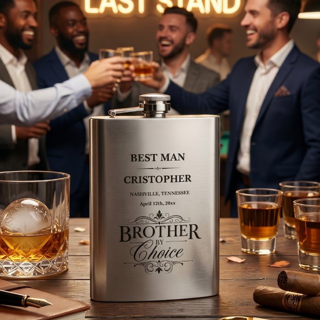 Personalised Brother By Choice Best Man Hip Flask (Creator Uploaded)