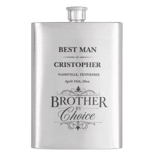 Personalised Brother By Choice Best Man Hip Flask