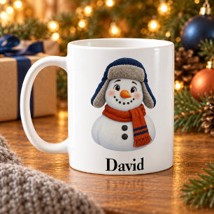 Personalised Brother Christmas Mug Cute Snowman