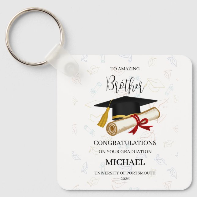 Personalised Brother Graduation Keepsake Name Year Key Ring (Front)