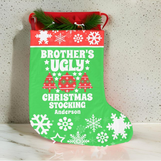 Personalised Brother's Ugly Christmas Sweater Large Christmas Stocking (Creator Uploaded)