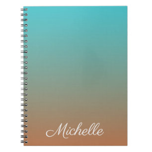 Personalised brown and blue ombre notebook