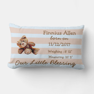 Personalised Brown and Blue Teddy Bear  Pillow