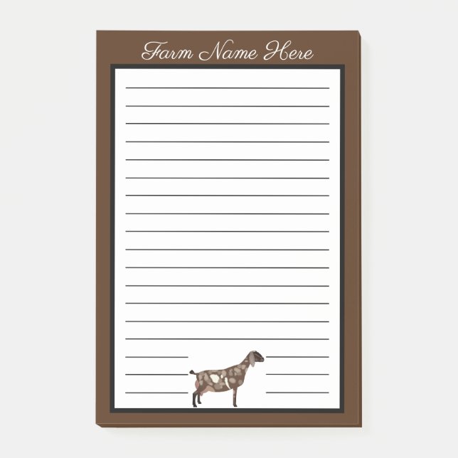 Personalised Brown and White Nubian Dairy Goat Post-it Notes (Front)