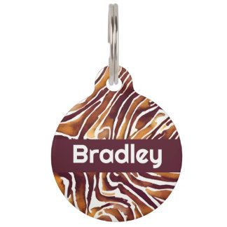Personalised Brown and White Swirls Pet Tag